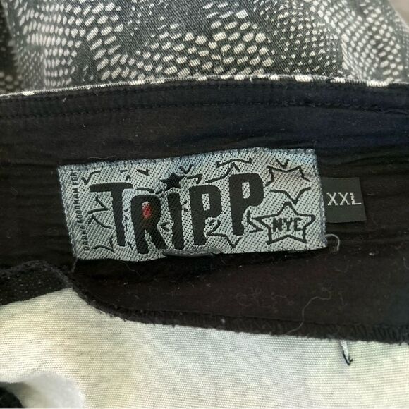 Tripp NYC Black & Grey Star Zipper Micro Skirt Goth Y2K Size XXL - Picture 5 of 12